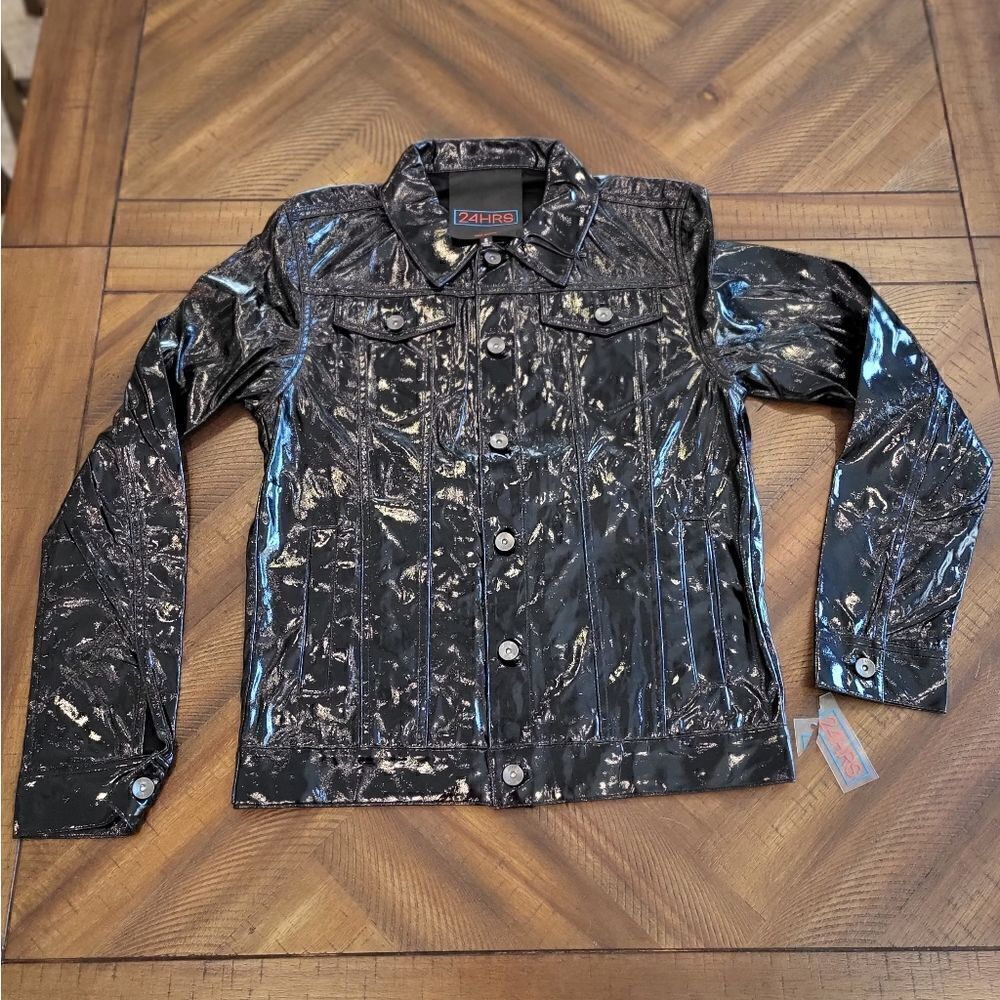 Iron Fist x 24HRS Black wet look light weight jacket small
